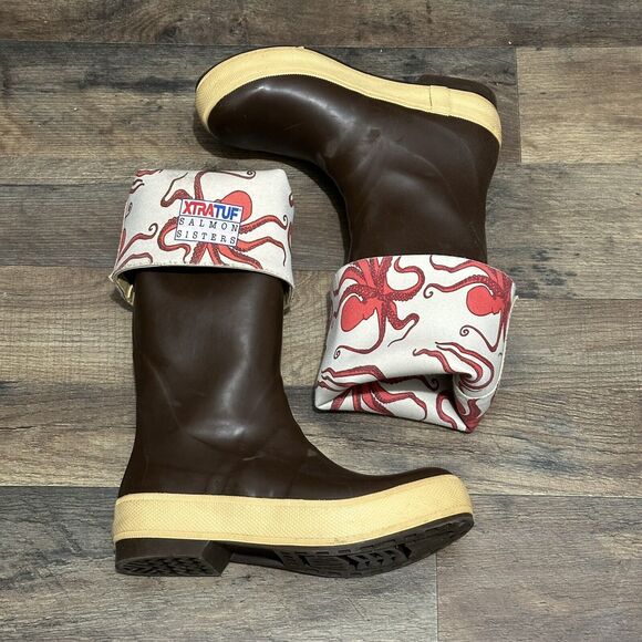 XTRATUF Women's Salmon Sisters 15 In Legacy Boot Octopus Print Size 6M - Picture 1 of 9